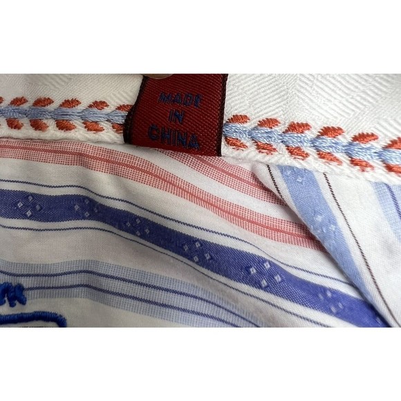 Robert Graham Blue Purple Striped Button Up Shirt Embroidered Cuffs Sz 39/15.5 - Picture 11 of 12